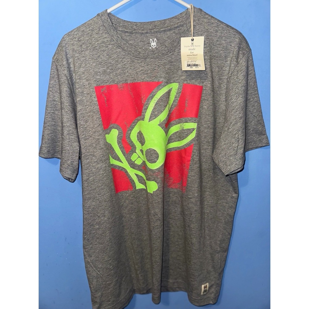 Psycho Bunny Mens Graphic Logo Crew Neck Pima Cotton T-Shirt Gray B6U437M1PC